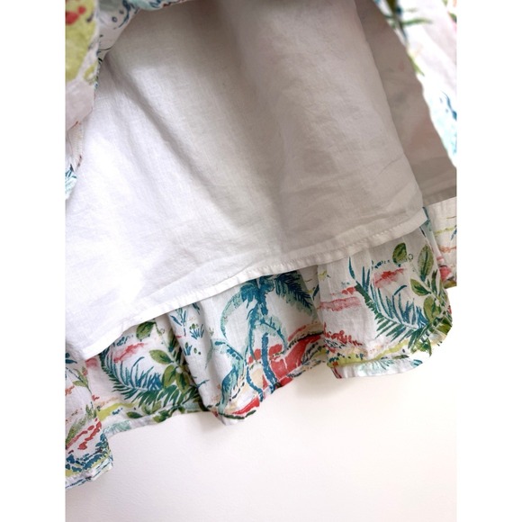 Sigrid Olsen Tropical Print Ruffle Hem ALine Mini Skirt Boho Resort Style M - Picture 4 of 6